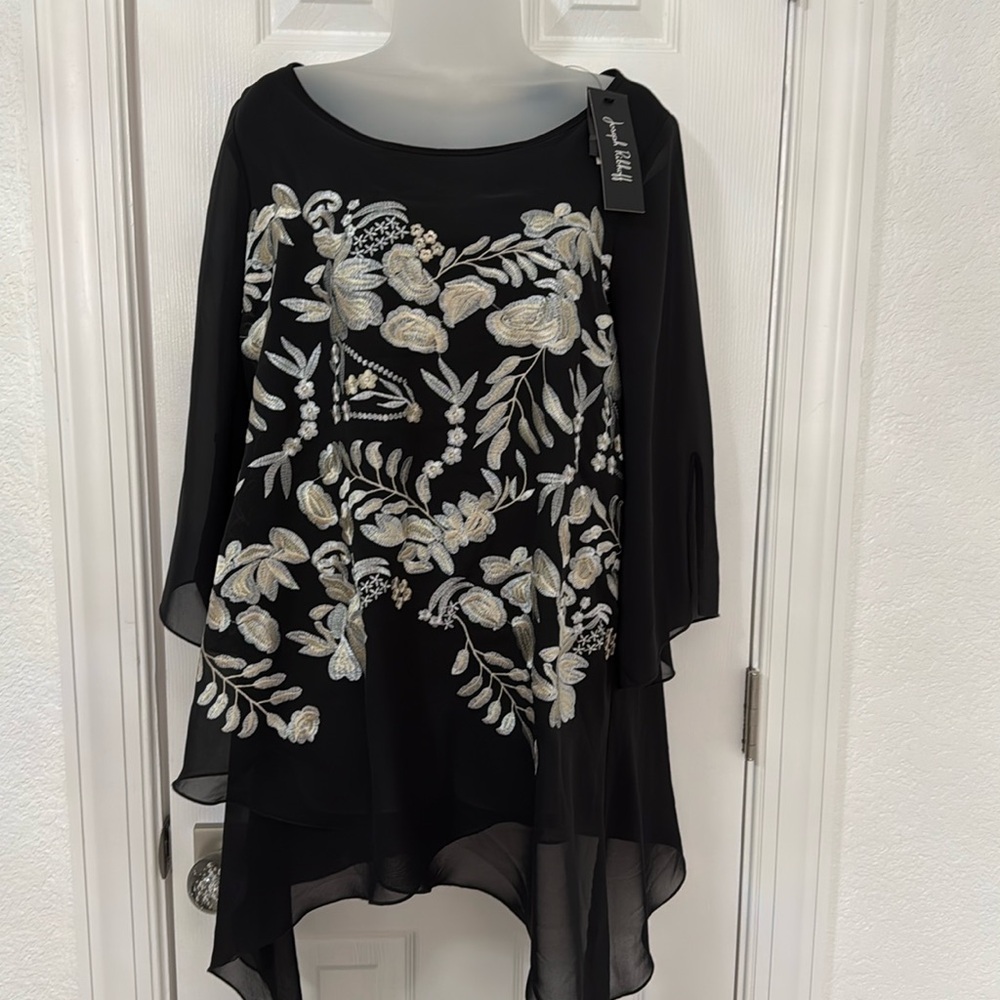 Gorgeous embroidered blouse, tunic length from Joseph Ribhoff.